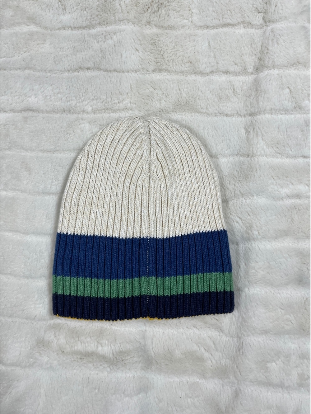 Unisex Cream Blue Preppy Unisex Teen S/L Kids Ribbed Fall Outdoor Beanie Cap